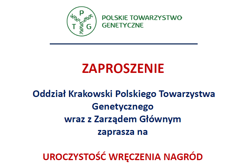 Zaproszenie na wręczanie nagród – PTG Oddział Krakowski